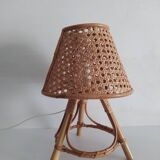Table lamp in caning and bamboo