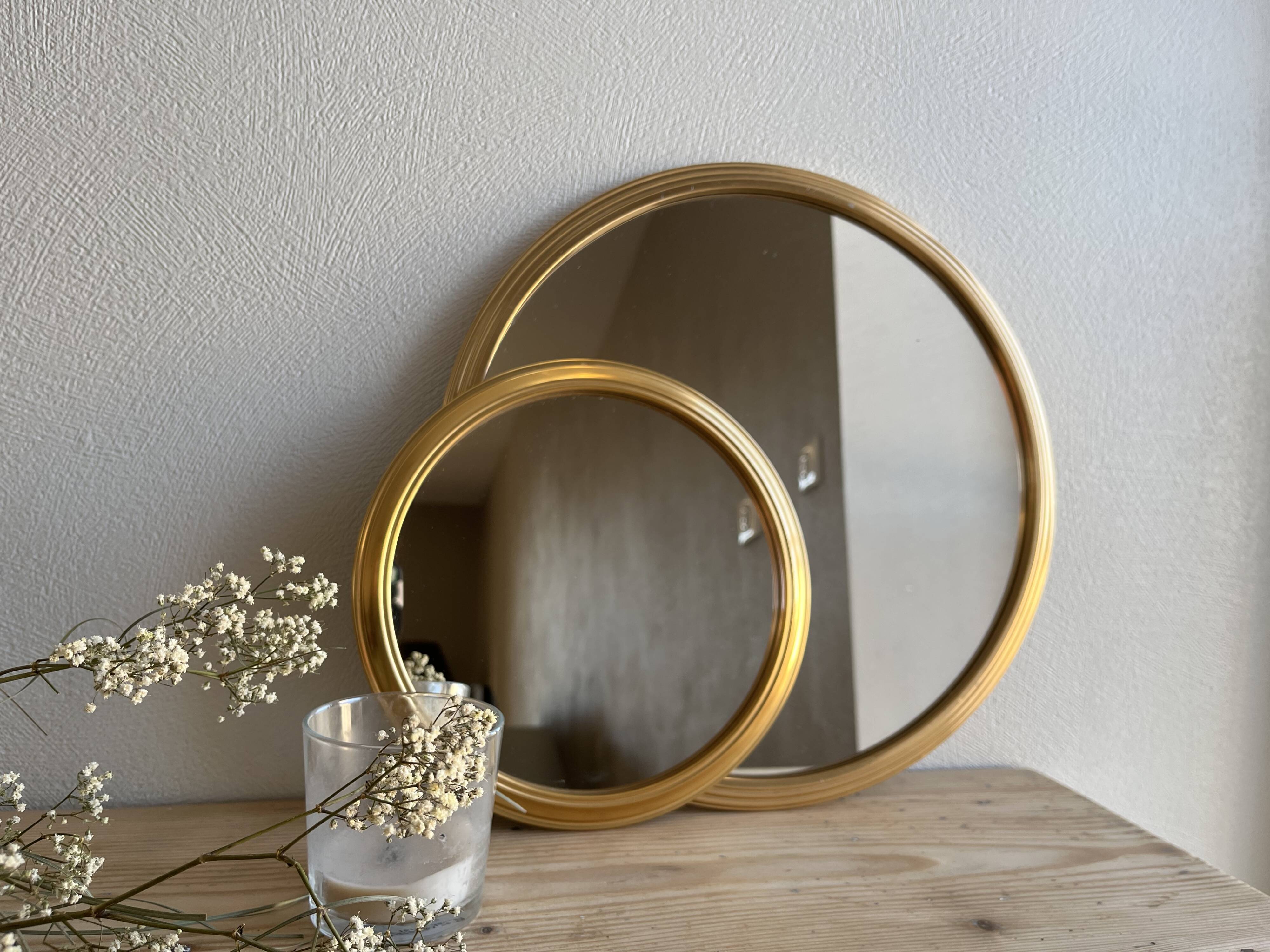 Miroir rond doré vintage