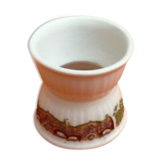 Art Nouveau eggcup diabolo Porcelaine Blanche godronnée with frieze decoration