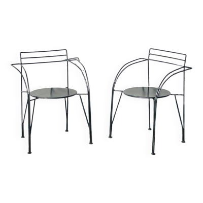 Paire de chaises ' Lune d'Argent ' Pascal Mourgue - Fermob. Vintage 80s