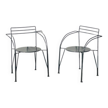 Paire de chaises ' Lune d'Argent ' Pascal Mourgue - Fermob. Vintage 80s