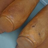 Pair of French club chairs with moustache back in cognac leather, 1950s