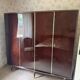 Large vintage wardrobe with 4 doors in brown and gold – dressing 198 cm