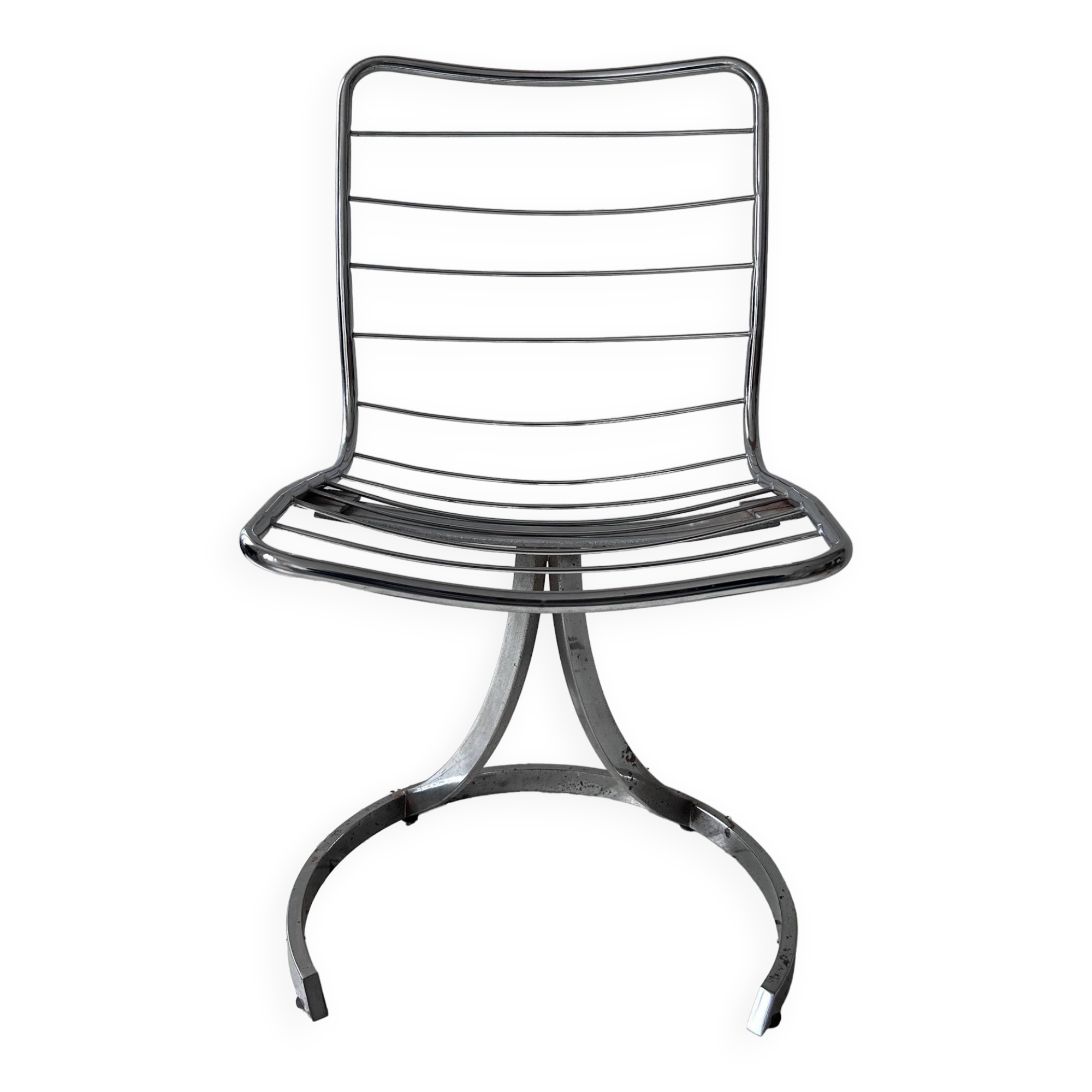 Pair of vintage chairs, chrome metal, France 1970