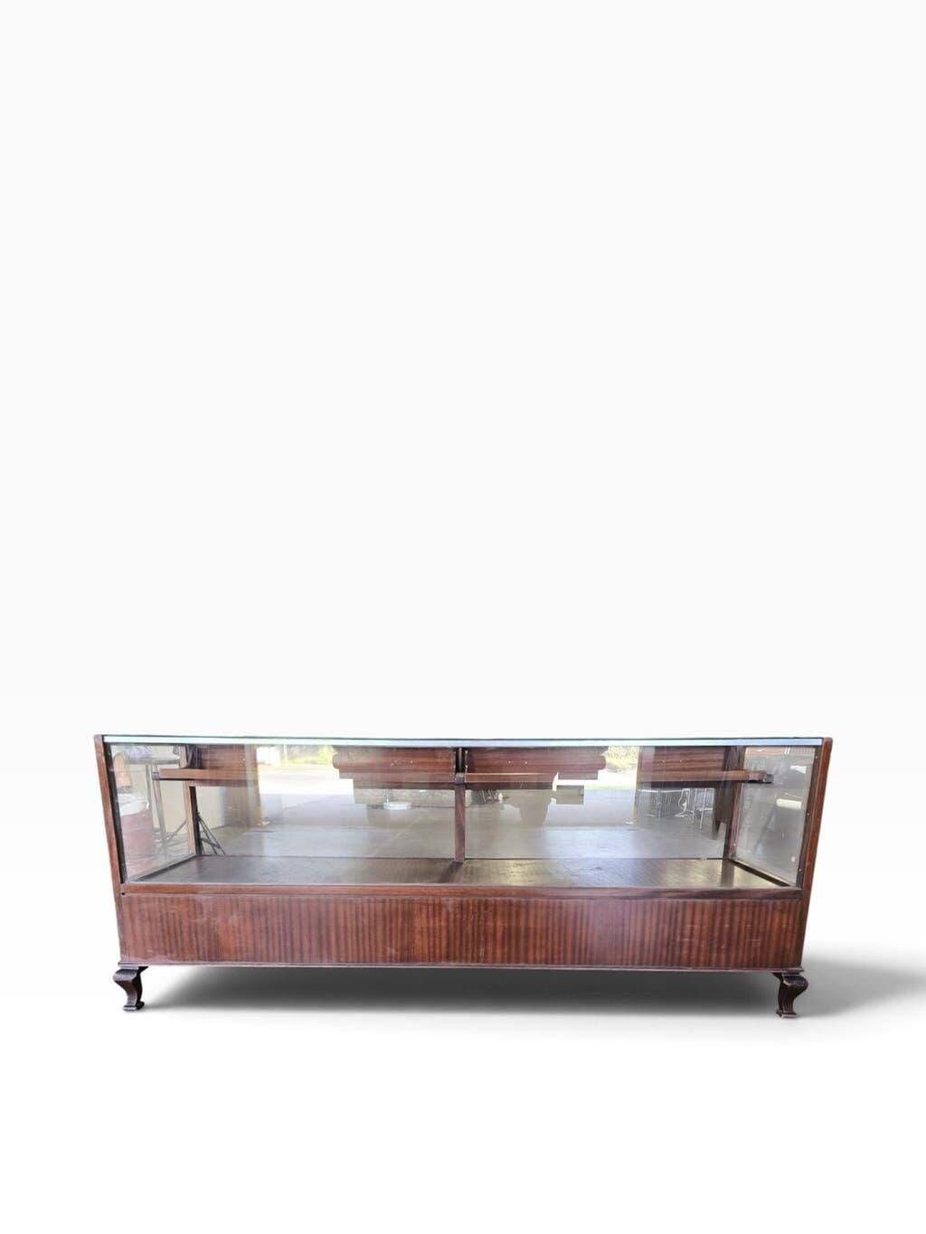 Comptoir de magasin/vitrine/présentoir vintage en bois