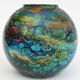 Vase ball eglomisé in lacquered glass by Jean Noel BOUILLET