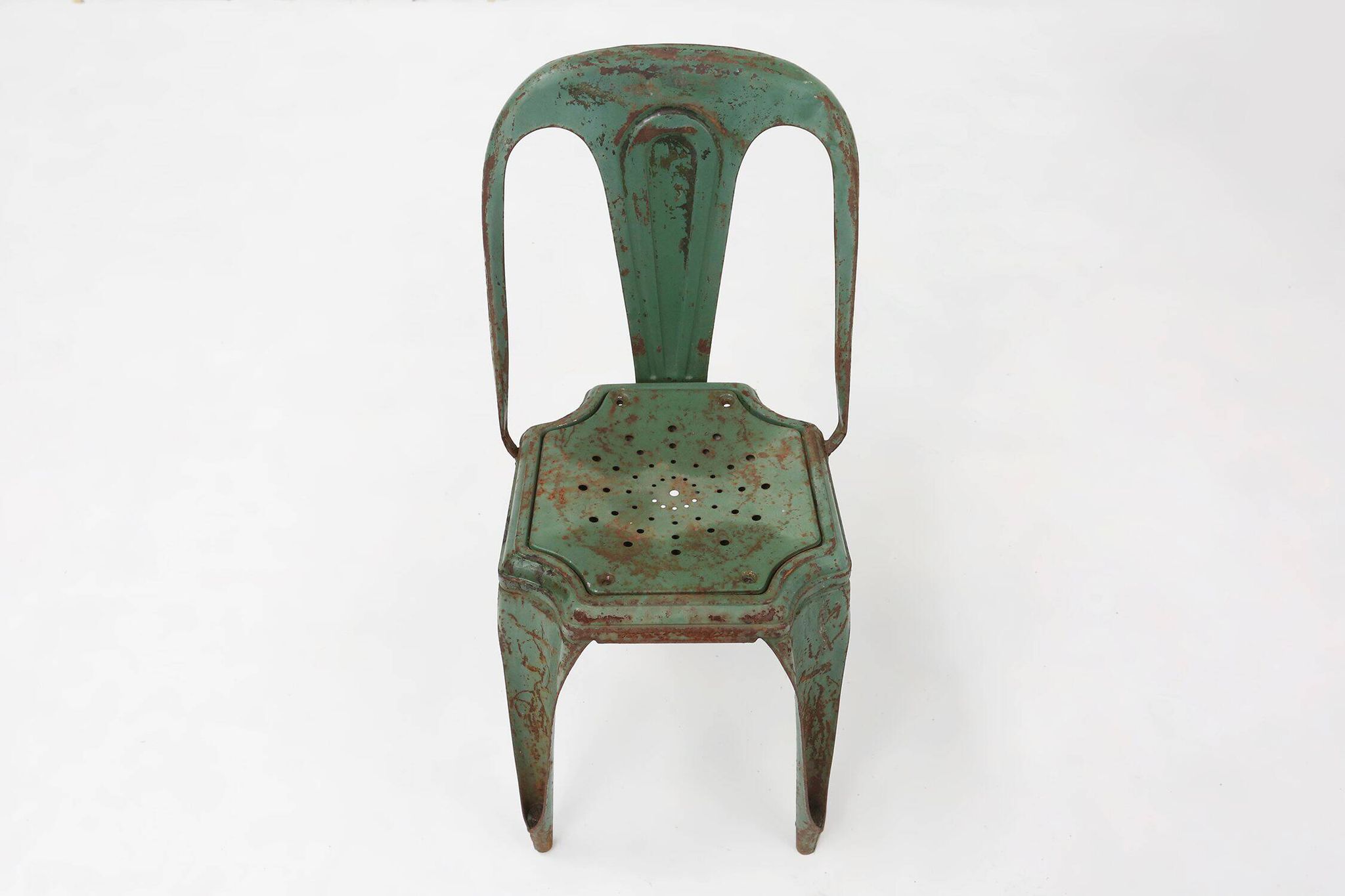 Set of 4 Vintage green Model A Chairs from Tolix, France, 1950s