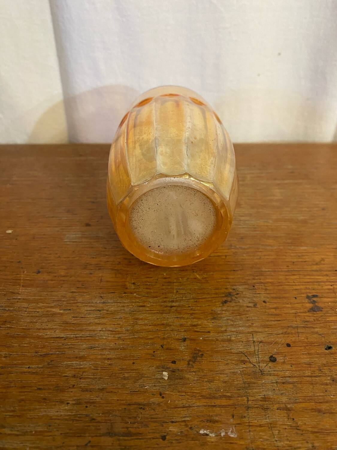 6 verres gobelets vintage en verre orange irisé