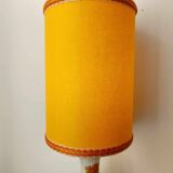 1970s lamp with flowers and custom-made leather lampshade