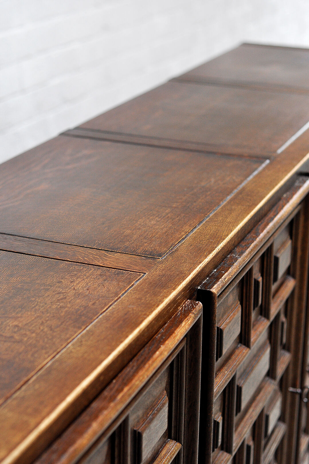 Spanish Brutalist Sideboard With Geometric Patterns, 1940s