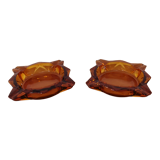 2 vintage luminarc amber star ashtrays from the 1970s