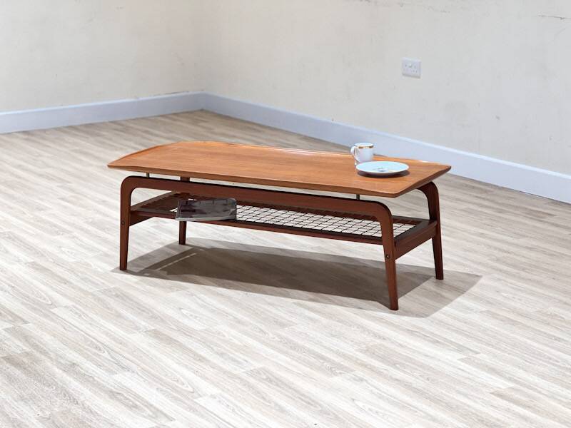 Arne Hovmand-Olsen coffee table with a rattan rack