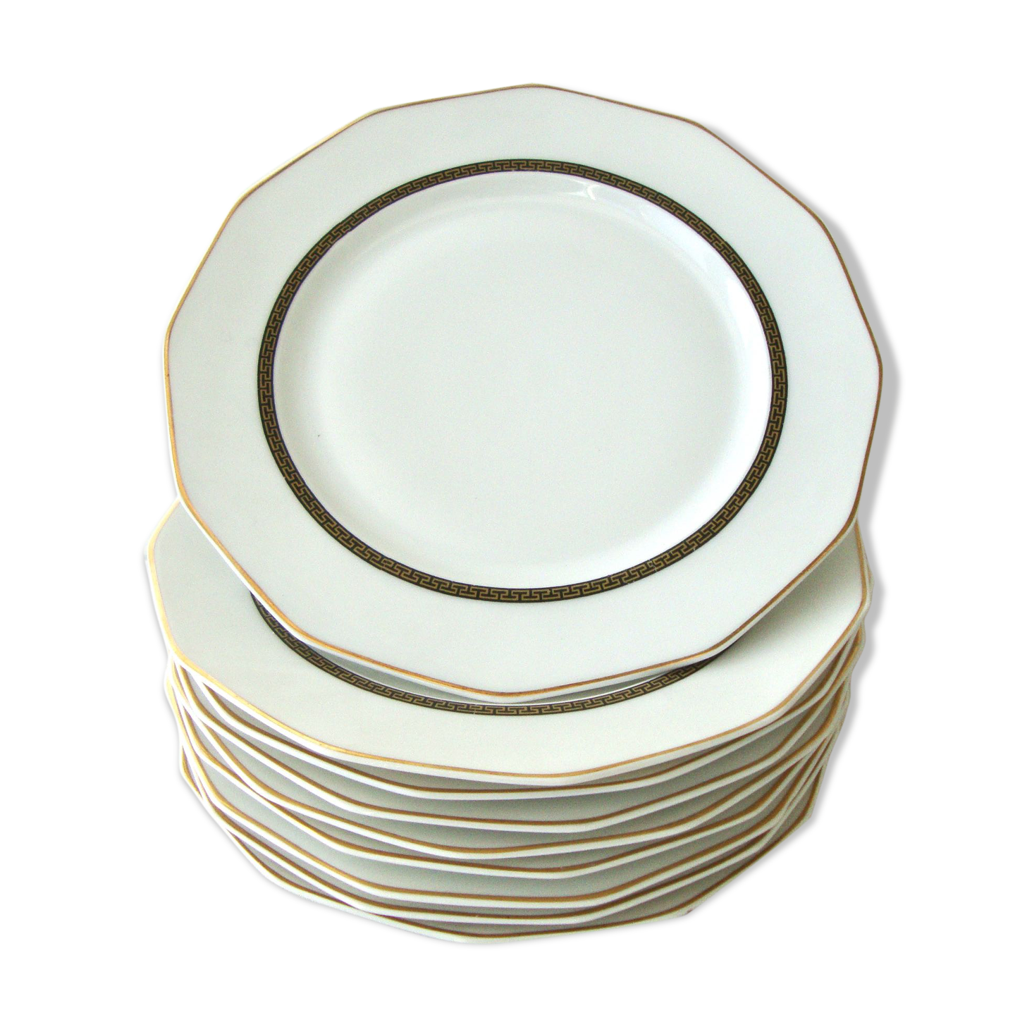 Set of 9 Limoges porcelain dessert plates