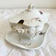 Antique Haviland Limoges porcelain sauce boat with lid, bird decor