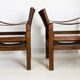 French Leather Safari Armchairs Mid-Century