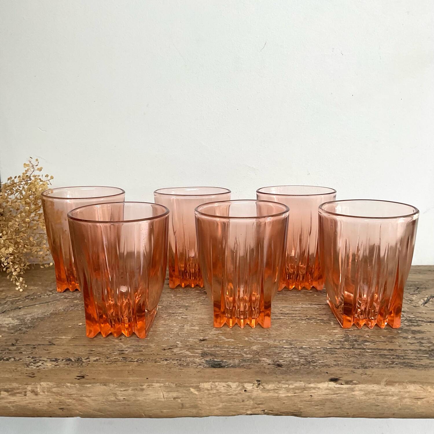 6 verres Rosaline vintage « art déco »