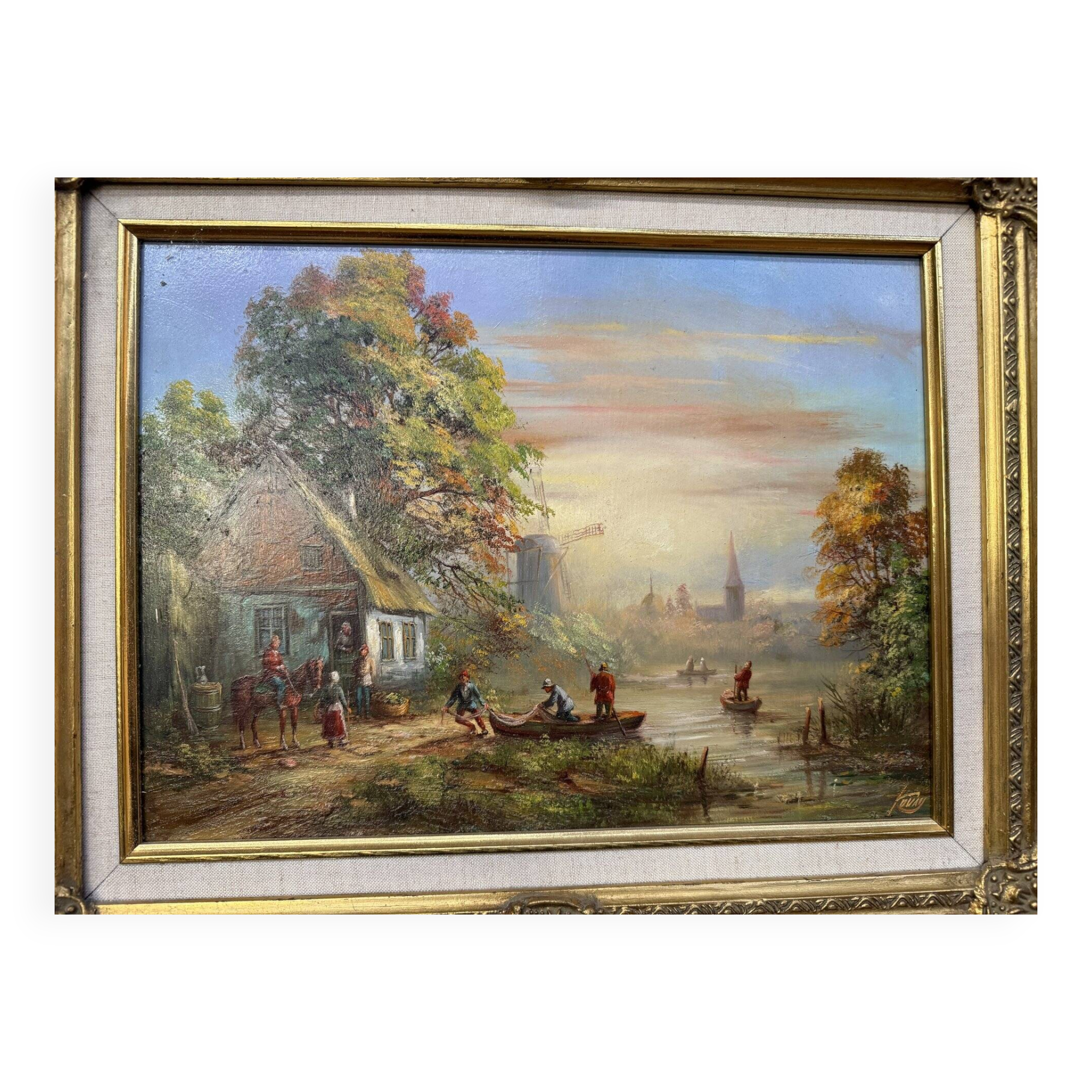 Tableau Huile sur panneau paysage