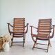 Pair of antique wooden deckchairs - Clairitex antique armchairs