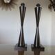 Pair of wooden diabolo lamps workshop lumen 80s