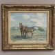 Original Vintage Swedish Oil on Panel – “Horses in a Pasture” by Einar Söderlund – Signed – Vintage & Framed