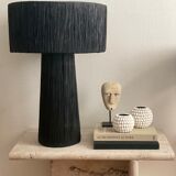 Minimalist black raffia bedside table lamp size L