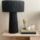 Minimalist black raffia bedside lamp size L