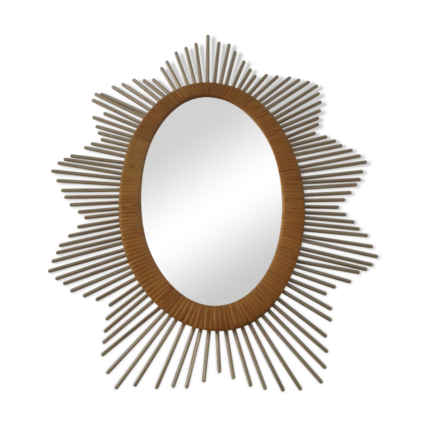 55 x 45 cm rattan oval sun mirror