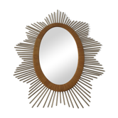 Miroir soleil ovale en rotin 55 x 45 cm