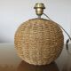 Ball lamp in rope, rattan, ceramic and brass 70s