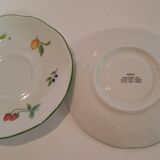 Two cups and saucers in fine porcelain, orchard model.