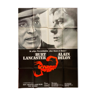 Affiche cinéma originale "Scorpio" Alain Delon, Burt Lancaster 120x160cm 1973