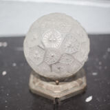 Charles Ranc art deco lamp, bedside lamp, nickel-plated bronze and glass globe