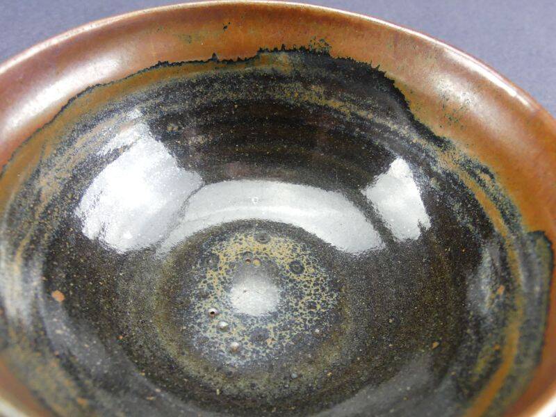 Pair of vintage glazed stoneware bowls signed MJB