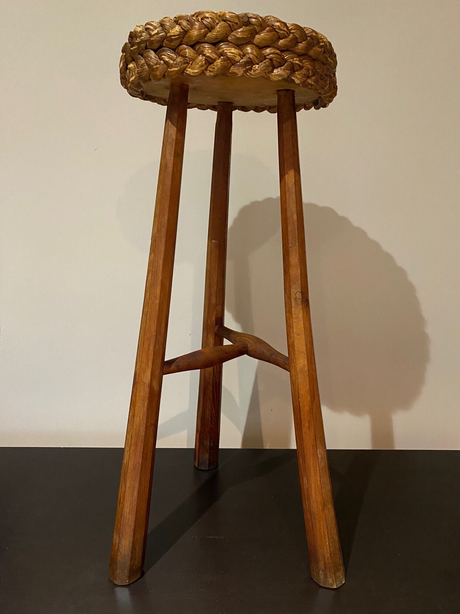 Raffia bar stool braided 1960
