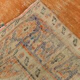 7x9 Orange & Cream Oriental Pattern Vintage Rug, 202x282Cm