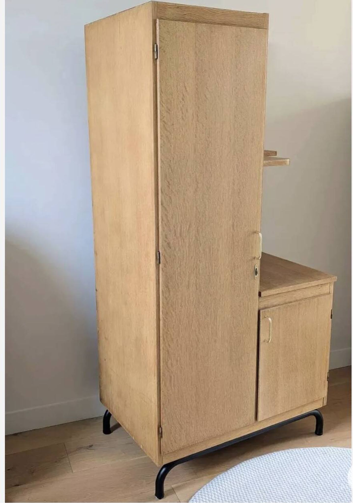 Asymmetrical vintage wardrobe renovated oak