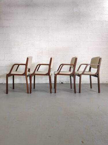 4 wooden and fabric chairs