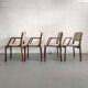 4 wooden and fabric chairs