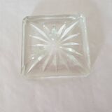 Flat square ashtray geometric patterns design crystal glass - vintage
