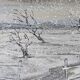 Peinture à l’huile de paysage d’hiver moderne suédoise moderne « Chutes de neige » vintage, encadrée