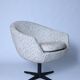 Fauteuil pivotant, tissu bouclé rouge et orange, années 1970
