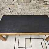 Table basse vintage 1970" bois ardoise