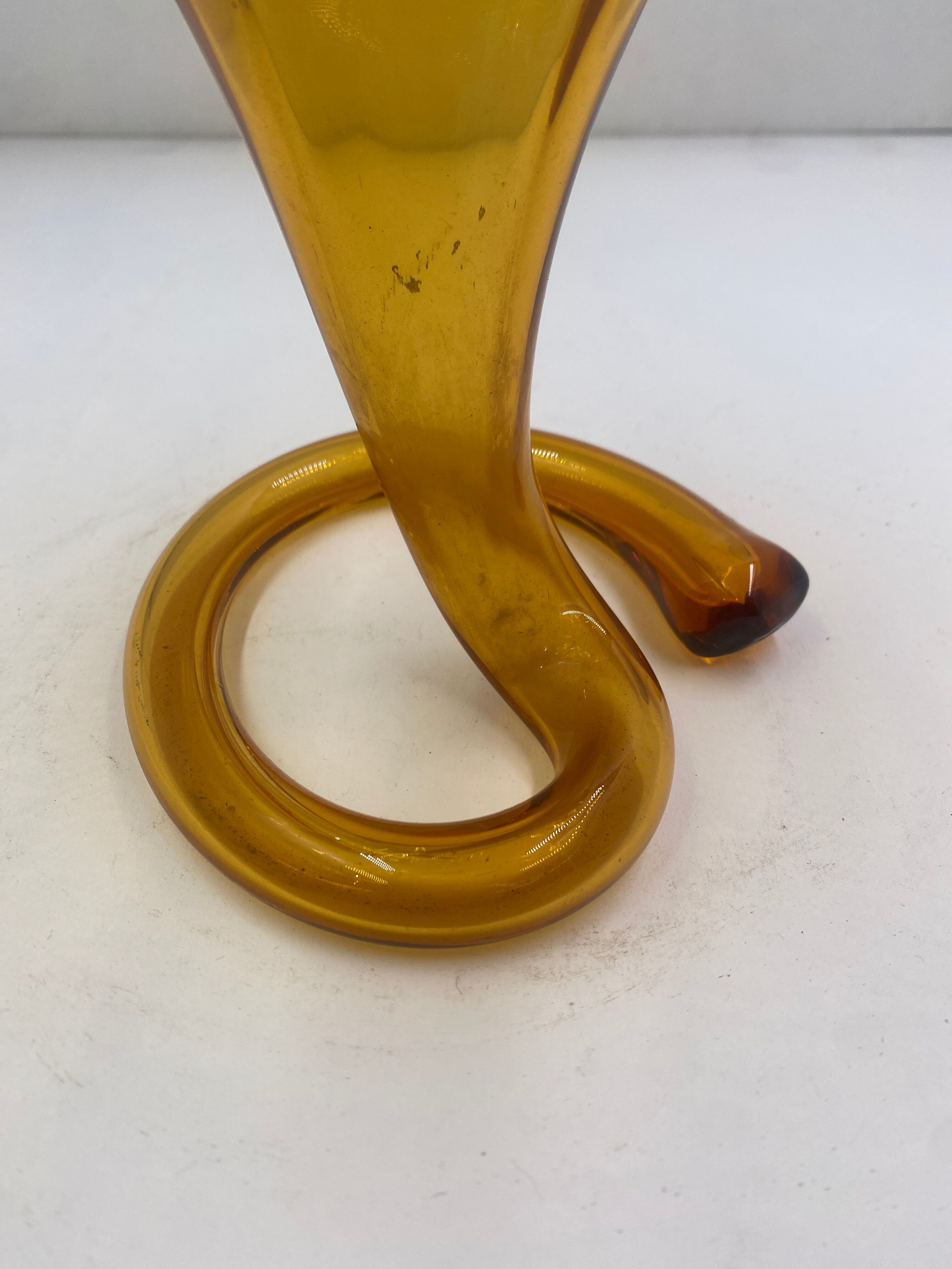 Amber-colored blown glass soliflore
