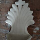 Pair of Quimper white earthenware fonts signed