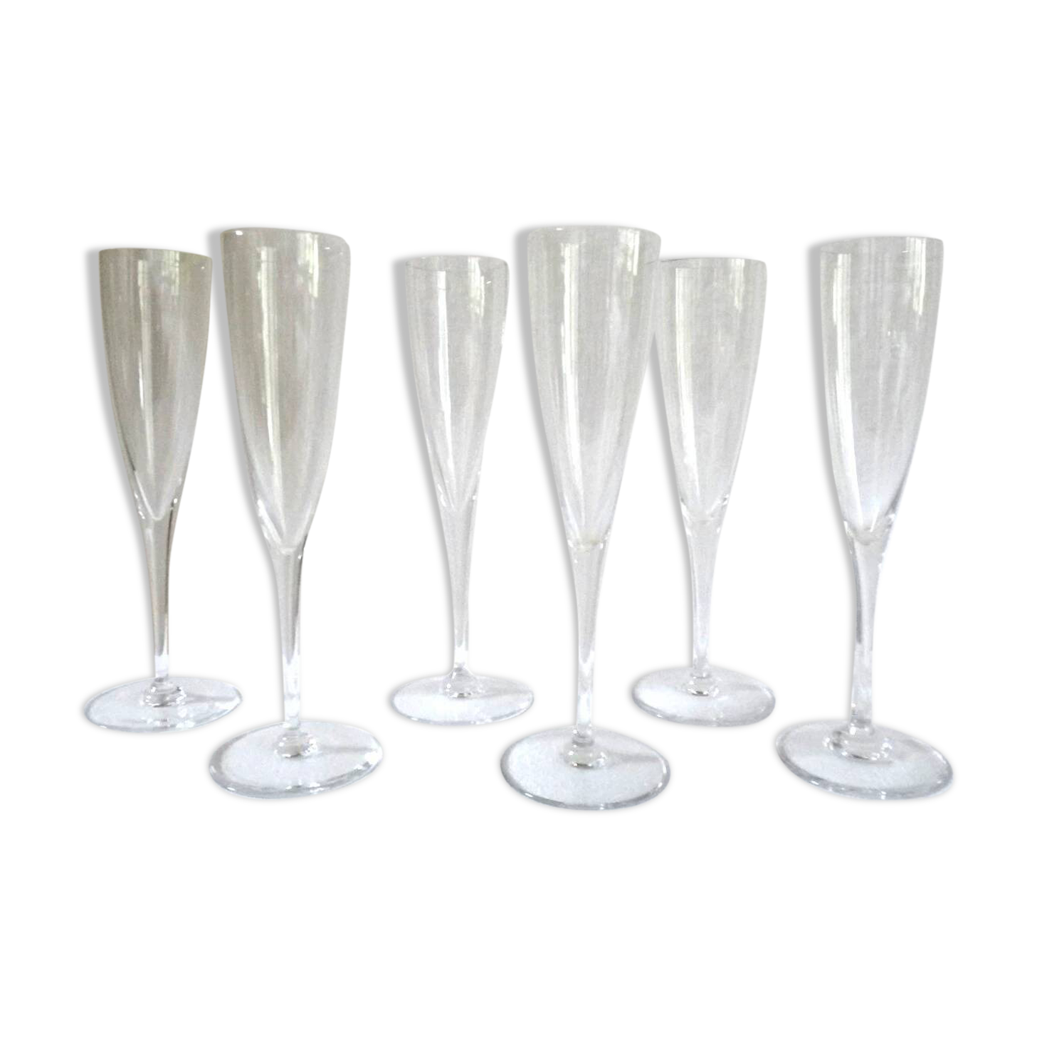 BACCARAT DOM PERIGNON 6 DOUBLE SIGNATURE CRYSTAL CHAMPAGNE FLUTES - 23.5
