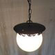 Metal lantern suspension and opaline globe by Delmas - mid 20th century.