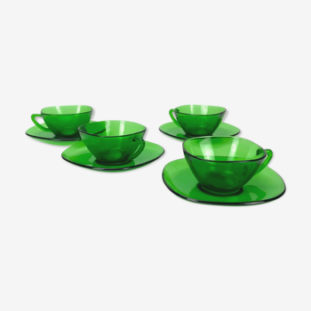 Tasses et soucoupes Vereco vert émeraude