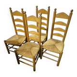 Set of 4 low straw chairs circa 1940