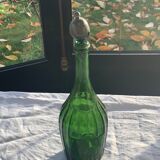 Bouteille en verre verte bouchon vert et étain ancienne