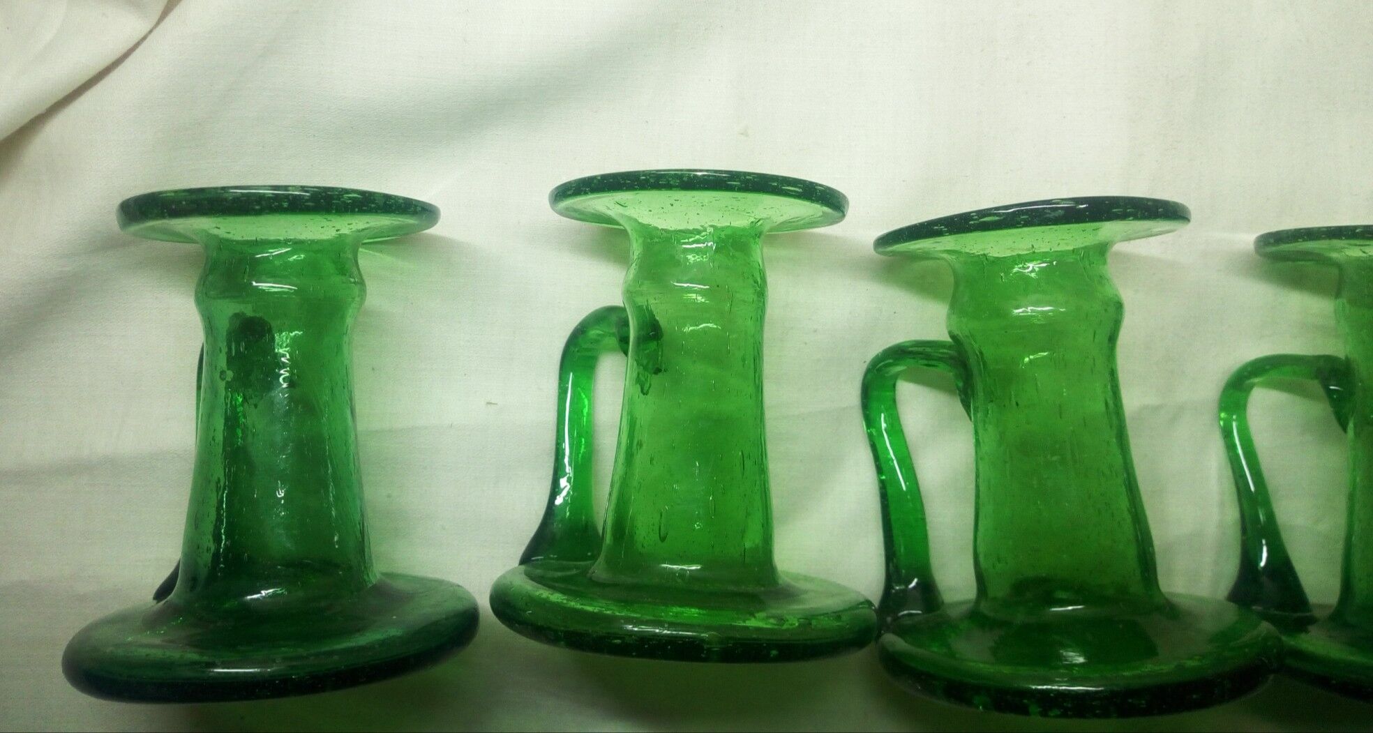 Set of 6 blown glass candle holders